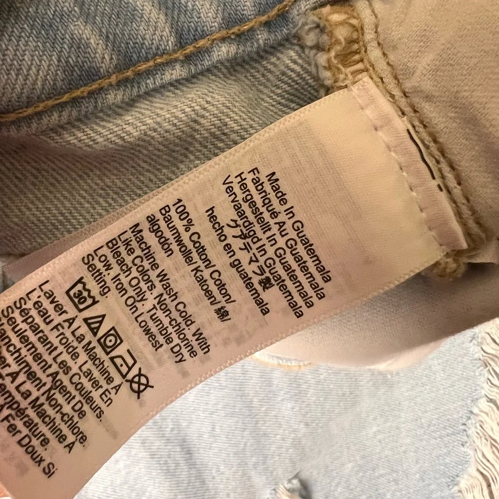 Madewell Light Blue Distressed Denim Mid Length Shorts - Picture 6 of 8